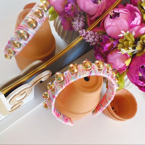 Anthropologie Super Smalls Embellished Headbands Set Mommy & Me Pink Gem Floral - Picture 6 of 16